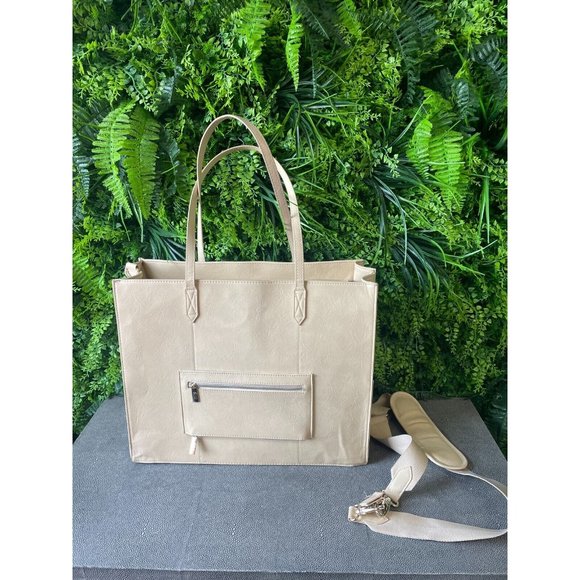 BEIS Bags Beis The Large Work Tote Cream Travel Laptop Vegan